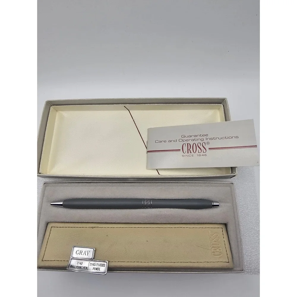 Cross 2142 Ballpoint Pen Matte Gray Chrome Trim NOS with Original Box
